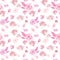 Watercolor delicate floral pattern with pink roses on white background. Beautiful botanical print