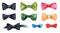 Watercolor different color bow ties decorative isolated set