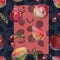 Watercolor different fruit. Seamless pattern on a violet background.