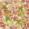 Watercolor different leaves seamless pattern