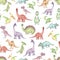 Watercolor dinosaurs pattern