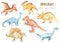 Watercolor dinosaurs prehistoric period.