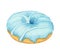 Watercolor donut with blue frosting