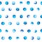 Watercolor dots pattern. Blue polka dot pattern on a white background