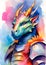 watercolor of dragon warrior. illustration