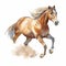 watercolor drawing of jogging horse, young mustang