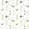 Watercolor drawing Pond, lake, swamp - seamless pattern