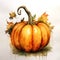 Watercolor drawing of a pumpkin. Watercolor illustration. AI generated