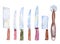 Watercolor drawing of set of different knives isolated