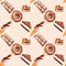Watercolor drawings of food - seamless pattern of cakes, chocolate