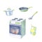 Watercolor drawings - kitchen appliances and cooking Set