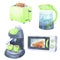 Watercolor drawings - kitchen appliances - toaster, kettle, coffee machine, microwave