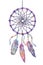 Watercolor dream catcher. Hand drawn illustration.