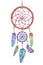 Watercolor dream catcher. Hand drawn illustration.