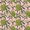 Watercolor durian tropical vector seamless pattern
