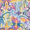 Watercolor East Seamless pattern