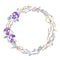 Watercolor Easter clipart. A wreath of pansy flowers and blooming pussy willow branches.