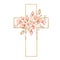 Watercolor Easter Cross Clipart, Spring Coral Floral Arrangements, Baptism Crosses DIY Invitation, Greenery Easter clipart, Holy