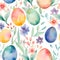 A watercolor easter egg seamless pattern, calm colors