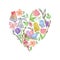 Watercolor Easter heart composition for making greeting cards, invitations, banners, spring holidays decorations