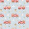 Watercolor easter seamless pattern with lorry and rabbit.