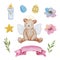 Watercolor easter set baby angels for spring design