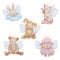 Watercolor easter set baby angels for spring design