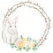 Watercolor Easter Wreath Clipart, Cute hand drawn White Bunny Illustration, Festive Animal clipart, Easter Eggs, card making