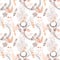 Watercolor ecological seamless pattern, colorfull hand drawn background