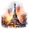 Watercolor Eiffel Tower Generative AI