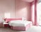 Watercolor of Elegant contemporary pink bedroom decorated with fashionable