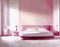 Watercolor of Elegant contemporary pink bedroom decorated with fashionable
