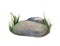 Watercolor element, stone lined with water with greenery