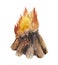 Watercolor element on a white background, campfire