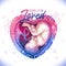 Watercolor embryo inside the heart shaped womb with sparkles