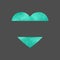 Watercolor emerald heart template on grey background. Colorful illustration