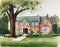 Watercolor of english garden home house design