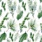 Watercolor evergreen christmas seamless pattern with fir twigs and foliage branch,winter greenery floral for to the textile fabric