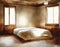 Watercolor of Experience the charm of a cozy and rustic bedroom interior with vintage warm and creating a serene