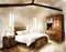 Watercolor of Experience the charm of a cozy and rustic bedroom interior with vintage warm and creating a serene