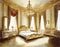 Watercolor of Extravagant bedroom featuring lavish baroque