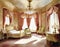 Watercolor of Extravagant bedroom featuring lavish baroque