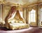 Watercolor of Extravagant bedroom featuring lavish baroque