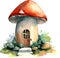 Watercolor Fairy Mushroom House Clipart