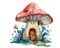 Watercolor Fairy Mushroom House Clipart