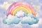 watercolor fantasy sky rainbow. Fairy skies rainbows colors, magic landscape and dream sky background illustration