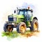 Watercolor Farm Tractor Clipart: Speedpainting Style With Realistic Details