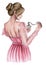 Watercolor Fashion Girls with perfume bottle. Different skin tone. Individual files. Digital illustrations.