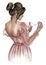 Watercolor Fashion Girls with perfume bottle. Different skin tone. Individual files. Digital illustrations.