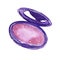 Watercolor fashion illustration of accessories Eye shadow in purple  color